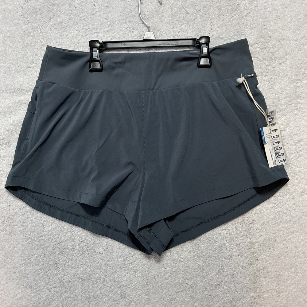 Free Fly Womens Size L Gray Blue Bamboo Lined Breeze Athletic Shorts